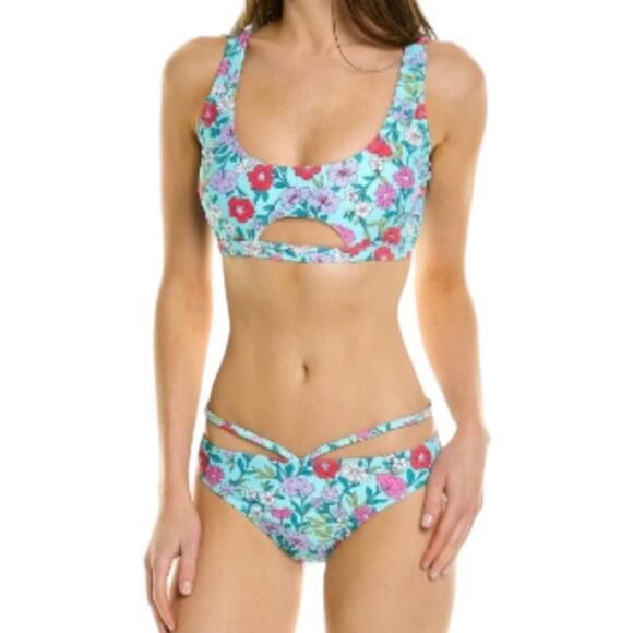 Nanette Lepore Tropical Floral Cutout Swim Suit Bikini 4,8,10 new! - Picture 2 of 10